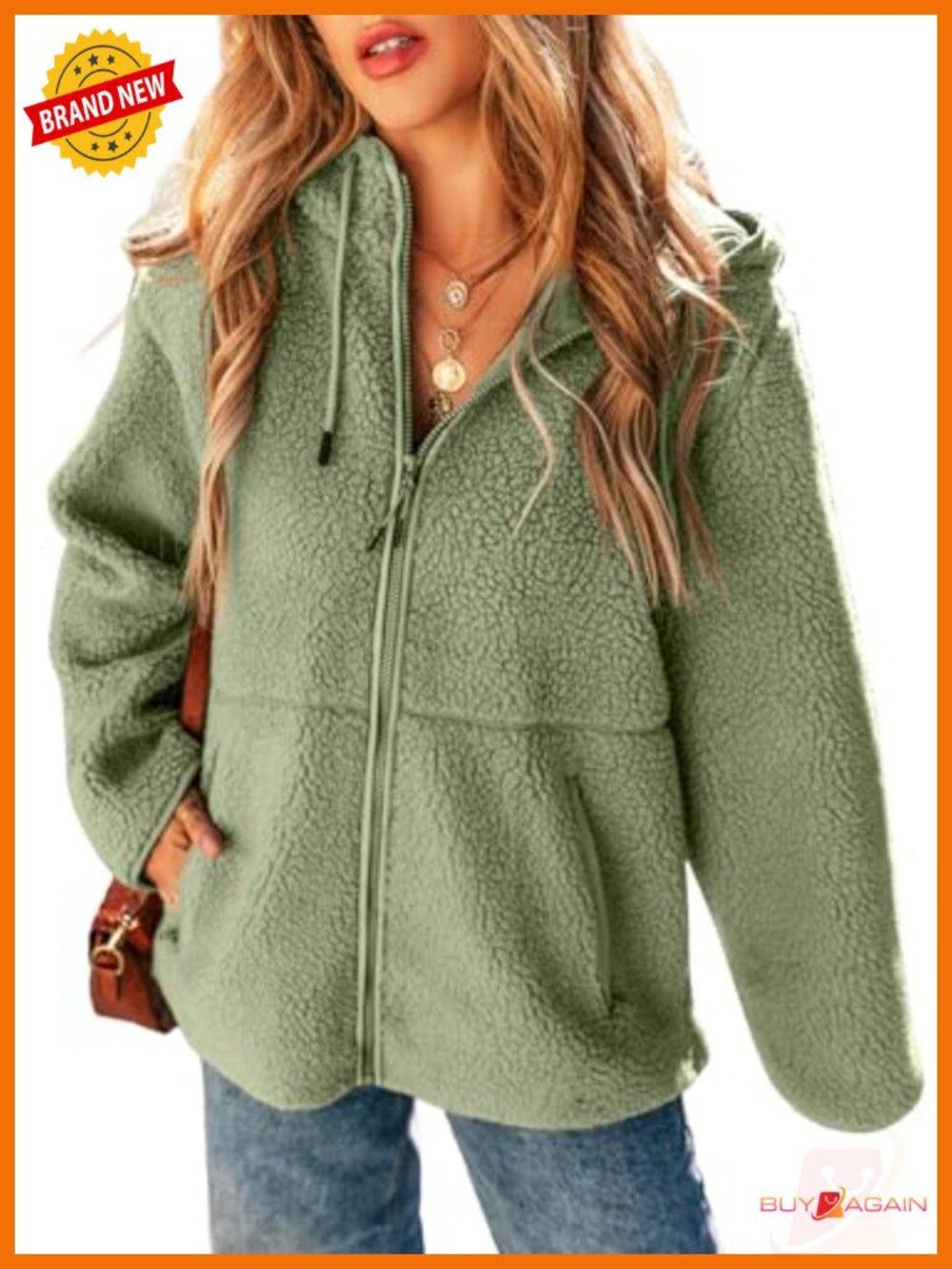 Womens Fleece Jacket Zip Up Long Sleeve Hooded Anorak